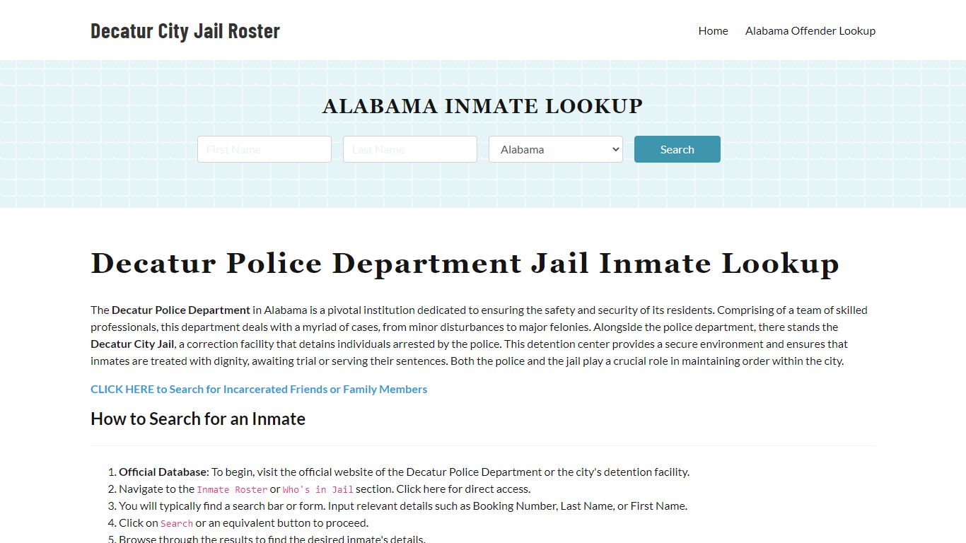 Decatur Police Department & City Jail, AL Inmate Roster, Arrests, Mugshots